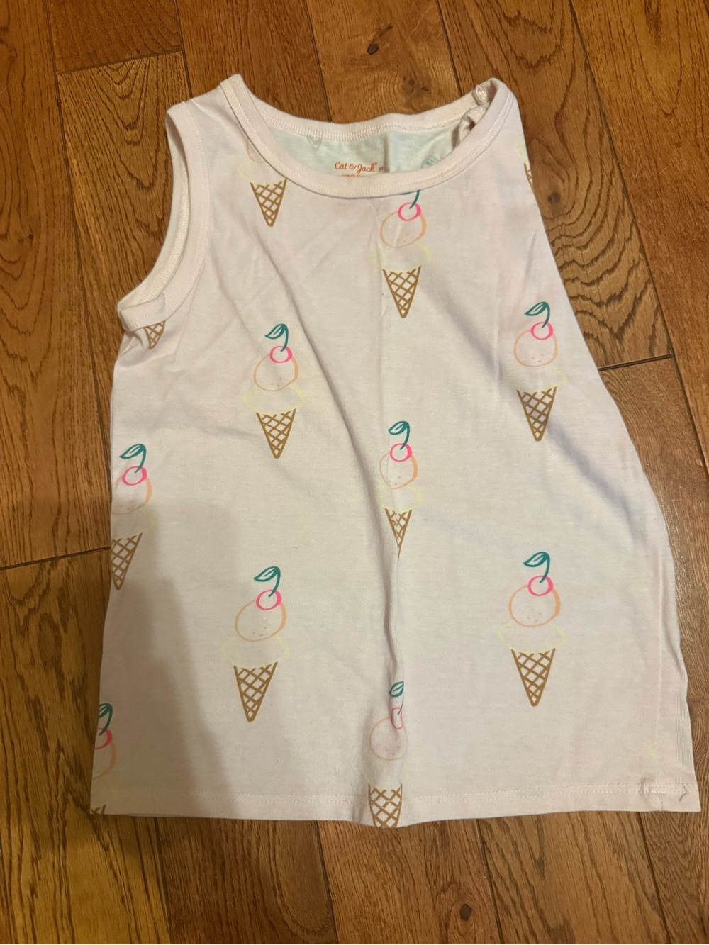 Cat & Jack White Tank Top with Ice Cream Cone Print